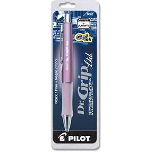 Pilot Dr. Grip Limited Fine Point Gel Ink Pen, Retractable Rolling Ball, Champagne Mauve Metallic Barrel, Black Ink (36273)