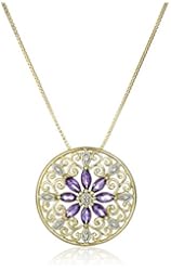 18k Yellow Gold-Plated Sterling Silver Gemstone & Filigree Pendant Necklace, 18"