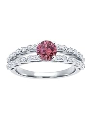 1.13 Ct Round Pink Diamond White Topaz 925 Sterling Silver Ring