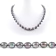 Single Strand 18 Inch 8-9mm Black Oval Shape Freshwater Cultured Pearl Necklace
