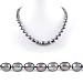 Single Strand 18 Inch 8-9mm Black Oval Shape Freshwater Cultured Pearl Necklace