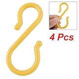 Yellow Punch Bowl S Shaped Plastic Hooks Hangers 4 Pcs