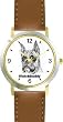 Boxer (SC) Dog - WATCHBUDDY&reg; CLASSIC DELUXE TWO-TONE THEME WATCH - Arabic Numbers-Brown Leather Strap-Size-Large ( Men's Size or Jumbo Women's Size )