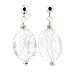 Oval Faceted Silver Rutilated Quartz Gemstone Bead Dangle Earrings with Square Domed Sterling Silver Posts, #7505
