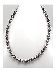 Tahiti (Dyed) Fresh Water Pearls Necklace In Brass