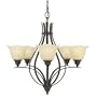 Murray Feiss F2055/5GBZ Morningside Five-Light Chandelier, Grecian Bronze with Cream Snow Glass Shades