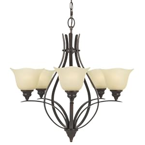 Murray Feiss F2055 5GBZ Morningside Five-Light Chandelier, Grecian Bronze with Cream Snow... by Murray Feiss