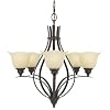 Murray Feiss F2055/5GBZ Morningside Five-Light Chandelier, Grecian Bronze with Cream Snow Glass Shades