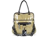 Jinhee Slim Tote, Khaki Patent/ Black Patent