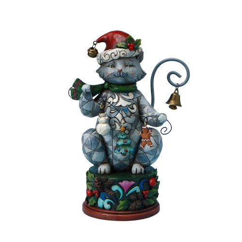 Jim Shore Heartwood Creek Cat with Christmas Garland Figurine, 6-1/2-Inch