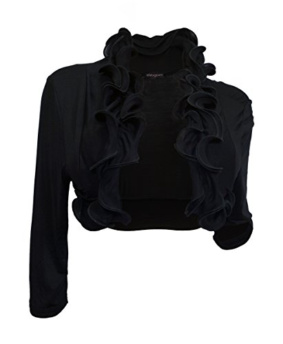 eVogues Plus size Cropped Ruffled Shawl Shrug Bolero Black