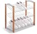 3 Tier Natural Wood &amp; Chrome Shoe Rack- 9 Pair