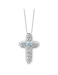 Sterling Silver March Birthstone Cross Sentimental Expressions Necklace