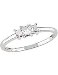 10k White Gold Diamond 3 Stone Ring (0.245 Cttw, G-H Color, I3 Clarity)