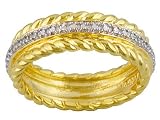 DIAMOND ACCENT 18KT OVER STERLING SILVER ROPE DESIGN RING