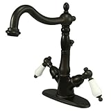 IMAGE OF Kingston Brass KS1435PL Heritage Mono Deck Mount Bathroom Faucet, 6-1/2
