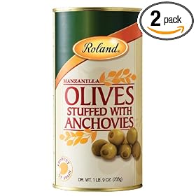 Roland Olives Stuffed With Anchovies, 1-Pound 9-Ounces Dry Weight Cans (Pack of 2)