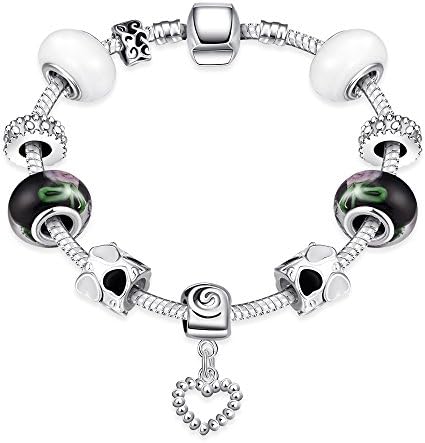 Fantas Casto Pandora Style Simple Black Flower Pattern Fashion Bracelet