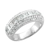 41c0TKB9NpL. SL160  14k White Gold Round and Princess Cut Diamond Anniversary Band Ring