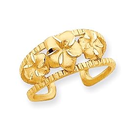 14k Plumeria Toe Ring by 