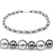 'Olive n Figs' Crystal Pearl Necklace - MADE WITH SWAROVSKI ELEMENTS - Two Tone Silver/Gray - 18" with 8mm/10mm Pearls