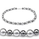 Genuine Swarovski Two Tone Silver/Gray Crystal Pearl Necklace - 18" with 8mm/10mm Pearls