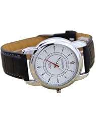 HACBIWA Lady Women Men Classic Design Leatheroid Black Wrist Big Dial Watches