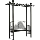 DC America PGAR608-MBR Toscana Bench Arbor with Pergola Style Top, Bronze