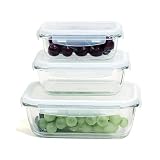 Lock&Lock Boroseal III, Borosilicate Glass Rectangular, 6-Piece Set/3-Containers