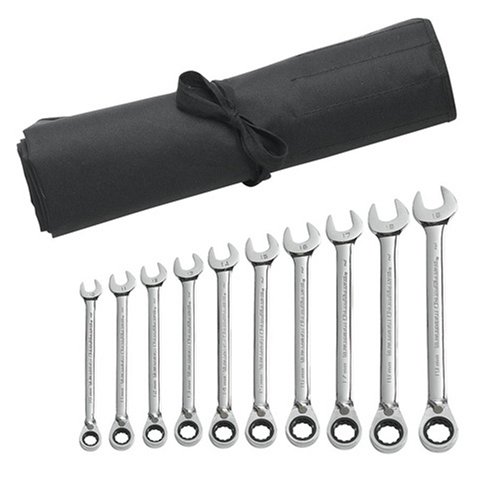 GearWrench 9601R 10 Piece Reversible Combination Ratcheting Wrench Set Metric - Wrench Roll On Sale