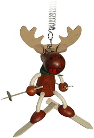 Moose with Skis Bouncie on Spring (H6 in) - collect the whole family!
