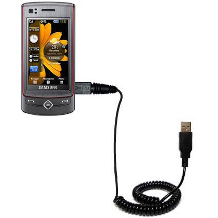 Coiled USB Cable for the Samsung Tocco Ultra with Power Hot Sync and Charge capabilities - uses Gomadic TipExchange Technology