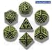 Q-Workshop Polyhedral 7-Die Set: Carved Nuke Dice Set (Black and Yellow)