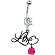 Crystalline Gem Script Love Belly Ring