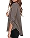 Face N Face Women's Summer V Neck Solid Loose Casual Cuffed Long Sleeve Blouses XX-Large Black Grey