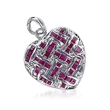 .925 Sterling Silver Ruby Gemstone Heart 25 MM X 19 MM Pendant Charm