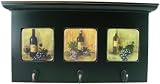 Wine tiles Old Style wall shelf coat hanger rack heavy dark wood XL size