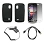 Black Soft Silicone Gel Skin Cover Case + LCD Screen Protector + Rapid Car Charger + USB Data Sync Charge Cable for Samsung Solstice A887