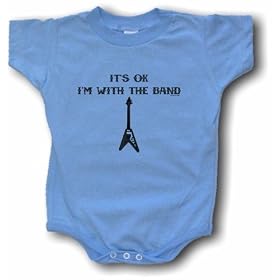 It's Ok I'm With The Band v Guitar Logo Baby/Infant Tee Shirt or Onesie