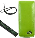 (4 in 1 Combo) Sumac Brand Leather Case with Swivel Belt Clip for Apple iPod Nano Nano-Chromatic 4th Generation 8gb 16gb (Nano Chromatic Not Included) + Screen Protector Kit + CLOTH +Travel Charger for ipod nano Chromatic, Melrose Green + Courage*Wisdom Neckstrap