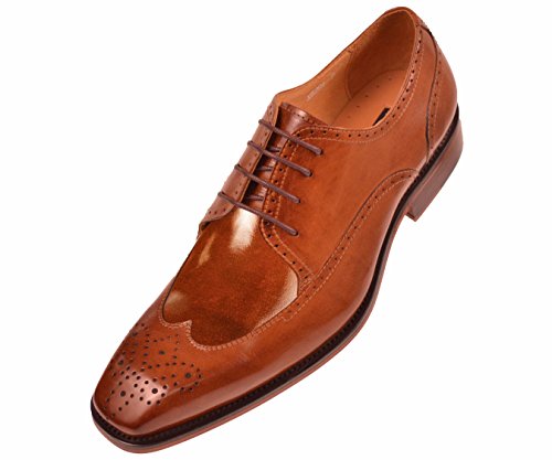 Steven Land Footwear Mens Tan Classic Wingtip Style Genuine Leather Oxford Dress Shoe: Style SL882 Tan-028