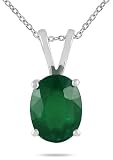 All-Natural Genuine 8x6 mm, Oval Emerald pendant set in Platinum