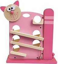 Baby Wooden Ball Run Toy - Pink Cat