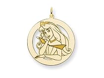 Disney Aurora Round Charm - Gold Plated Silver