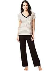 Per Una Pure Cotton Cool Comfort™ Monochrome Striped Pyjamas