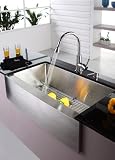 Kraus 16 gauge 36 Stainless Steel Farmhouse Kitchen Sink with Oil Rubbed Bronze Faucet and Dispenser - KHF200-36-KPF2220-KSD30ORB