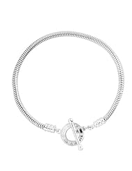 De Buman Sterling Silver Toggle Clasp Charm Bracelet