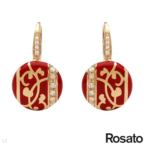 ROSATOは赤エナメルと14K/925ゴールドメッキシルバーに細工されたキュービックジルコニアを使用するとイタリアマジェスティックイヤリングで作られた。総項目重量5.9グラム長さ25ミリメートル ROSATO Made in Italy Majestic Earrings With Cubic zirconia Crafted in Red Enamel and 14K/925 Gold plated Silver. Total item weight 5.9g Length 25mm