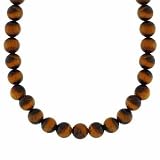 Sterling Silver 8mm Genuine Tiger Eye Stone Bead Beaded Chain 16-19 Necklace
