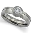 Stainless Steel Woman's Ring Satin High Polish with Center CZ